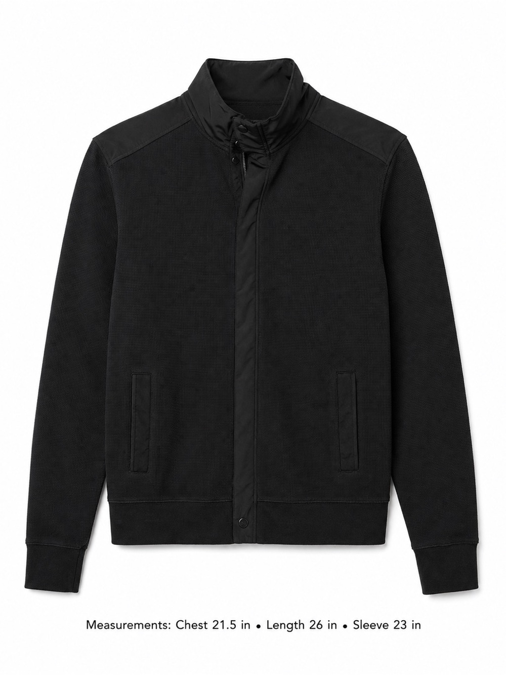 Banana Republic Men’s M Black Waffle Knit Mixed Media Stand Collar Jacket